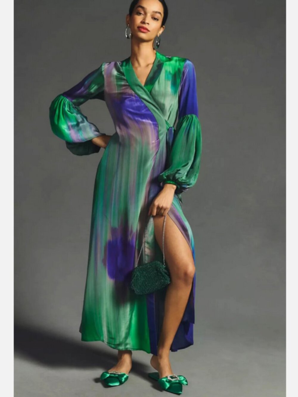 Anthropologie Siddhartha Bansal Long-Sleeve Wrap Maxi Dress Size S NWT